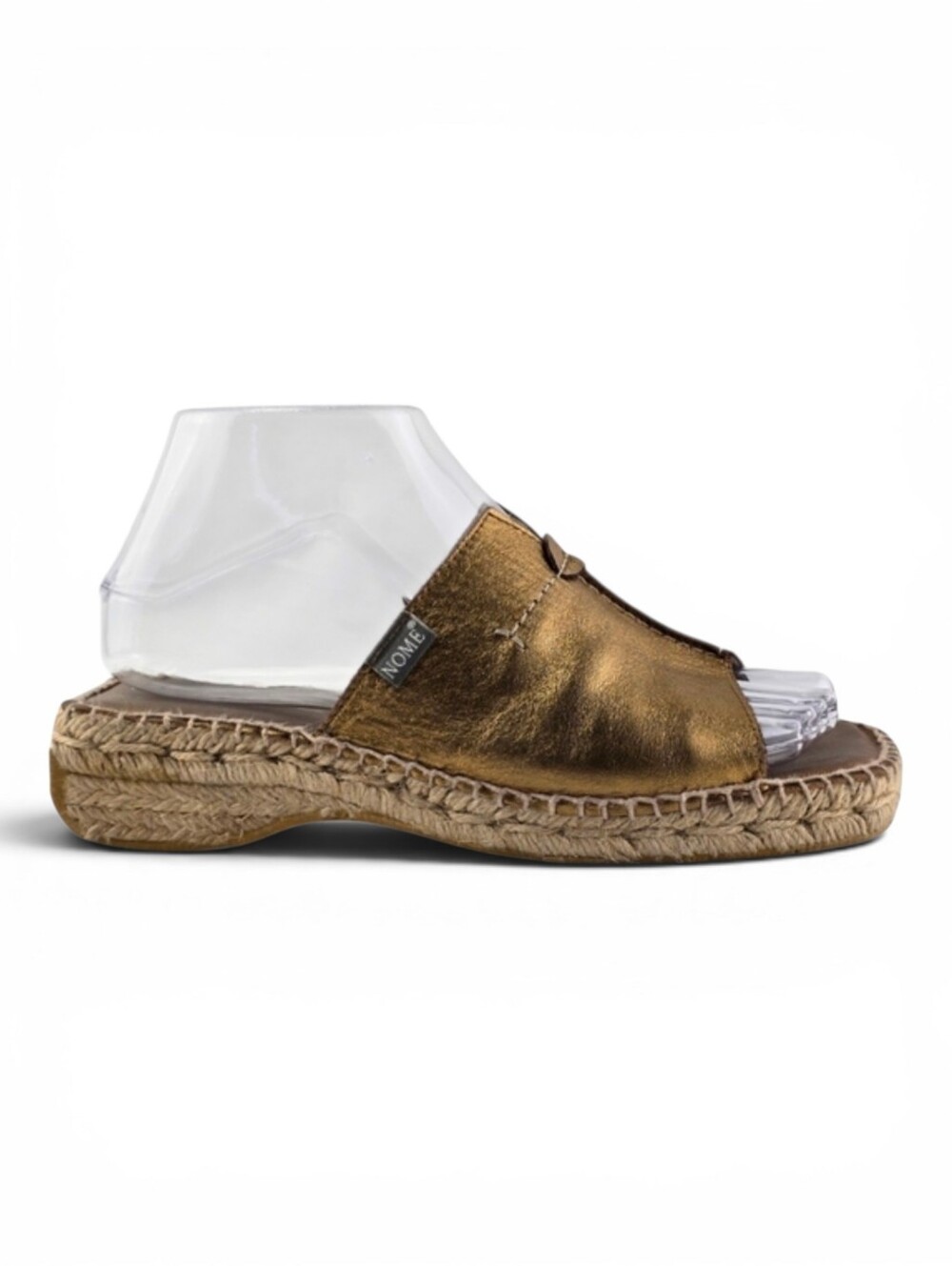 NOME Women's Gold Metallic Leather Espadrille Platform Slide Sandals 37